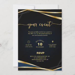 Elegant Gold and Black Corporate Party Event Inv Invitation