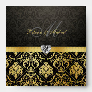 Elegant Gold and Black Damask Envelopes