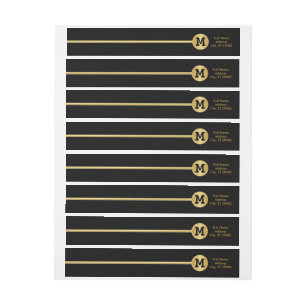Elegant Gold and Black Design Wrap Around Label
