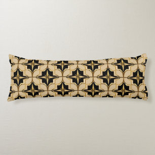 Elegant Gold and Black Geometric Pattern Body Cushion