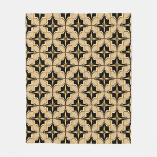Elegant Gold and Black Geometric Pattern Fleece Blanket