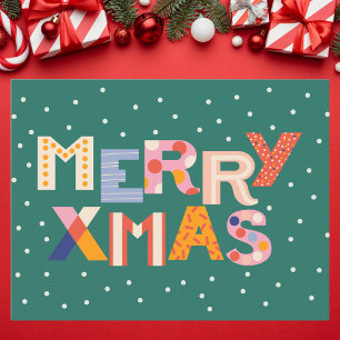 Elegant Gold and Black Geometric Pattern Holiday Postcard