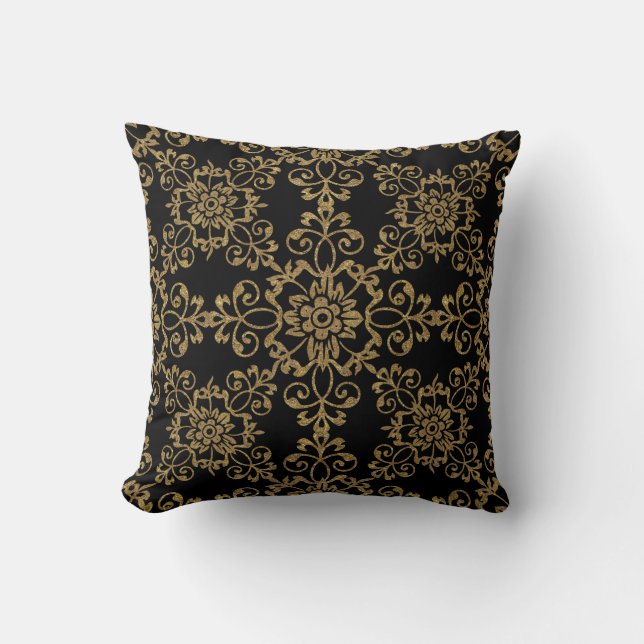  Elegant Gold and Black Glitter Design  Cushion (Front)