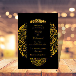 elegant gold and black islamic wedding  invitation