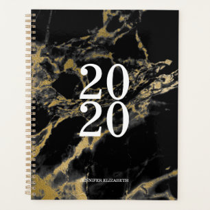 Elegant Gold and Black Marble Year Planner