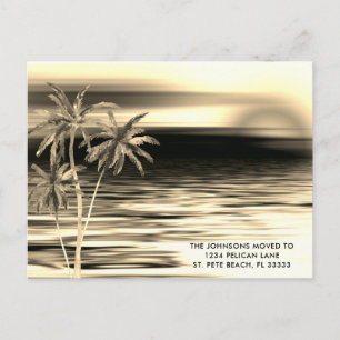 Elegant Gold and Black Palm Trees Sunset Moving Announcement Postcard