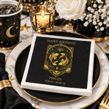 Elegant Gold and Black Pisces Zodiac Sign |