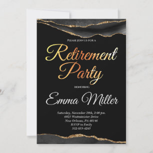 Elegant Gold and Black Retirement Party Invitation
