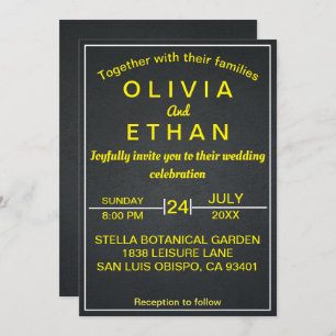 Elegant gold and black rustic Wedding Invitation