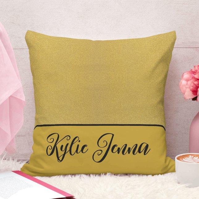 elegant gold and black stylish script calligraphy cushion (Creator Uploaded)