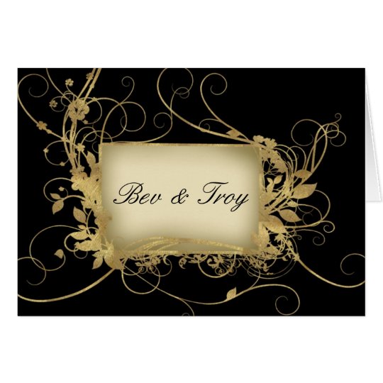 Elegant gold and black swirl design - customise it card
