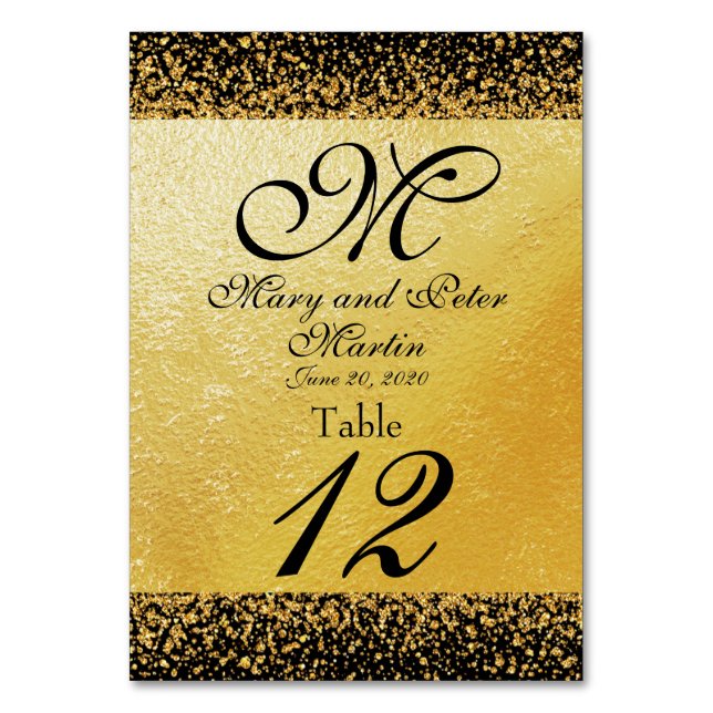 Elegant Gold and Black Table Number (Front)