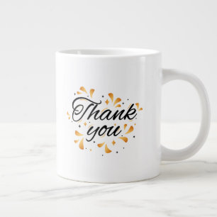 Elegant Gold and Black Thank You Aesthetic Large Coffee Mug