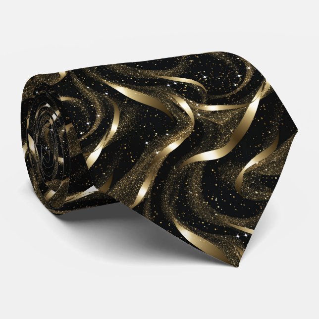 Elegant Gold and Black Tie (Rolled)
