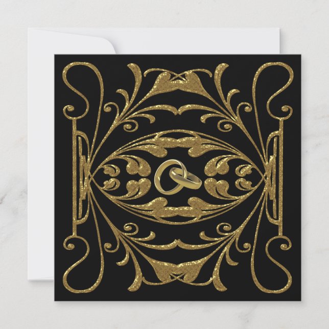 Elegant Gold and Black Wedding Invitation (Front)