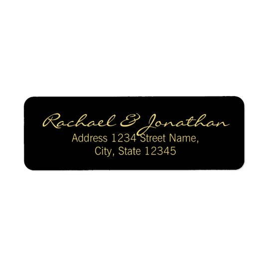 Elegant Gold and Black Wedding Return Address Label