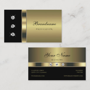 Elegant Gold and Black with Luminous Rhinestones Business Card