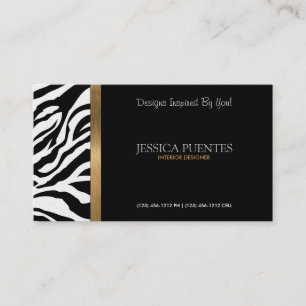 Elegant Gold and Black Zebra Stripes Business Card