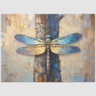 Elegant Gold and Blue Dragonfly Artwork Tissue Paper
