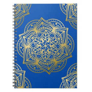 Elegant Gold and Blue Mandala Pattern Notebook