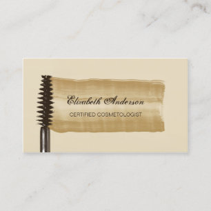 Elegant Gold and Brown Mascara Cosmetologist Business Card