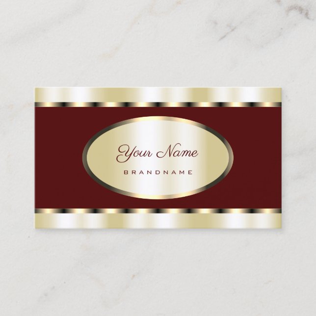 Elegant Gold and Burgundy Coloured Professional Business Card (Front)
