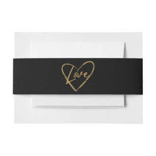 Elegant Gold and Coppertone Foil Love Black Invitation Belly Band