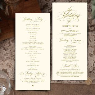 Elegant Gold and Cream Formal Wedding Ceremony Programme
