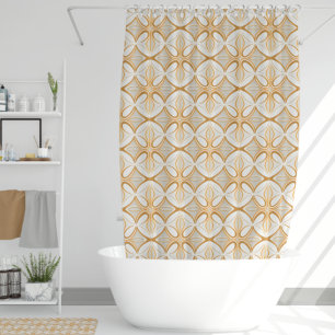 Elegant Gold and Cream Mid Century Modern  Shower Curtain