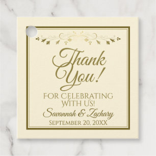 Elegant Gold and Cream Simple Wedding Thank You Favour Tags
