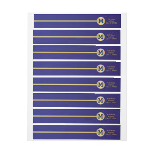 Elegant Gold and Dark Blue Design Wrap Around Label