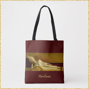 Elegant Gold and Dark Red Buddha Tote Bag