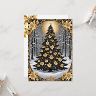 Elegant Gold and Green Christmas Tree Invitation