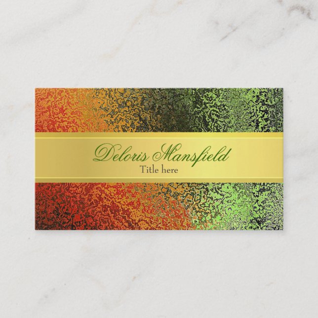 Elegant Gold and Green Foil Look Business Card (Front)