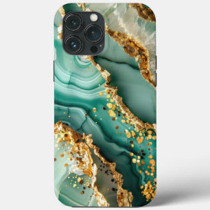 Elegant Gold And Green Marble iPhone 13 Pro Max Case