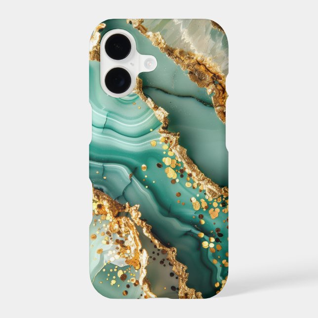 Elegant Gold And Green Marble iPhone Case (Back)