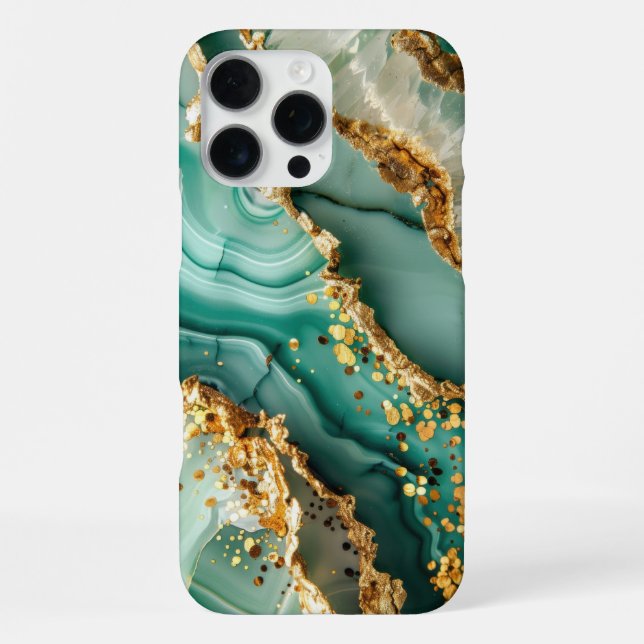 Elegant Gold And Green Marble iPhone Case (Back)