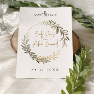 Elegant Gold and Greenery Wedding Save The Date