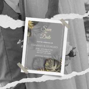 Elegant Gold and Grey Botanical, Tropical  Invitation