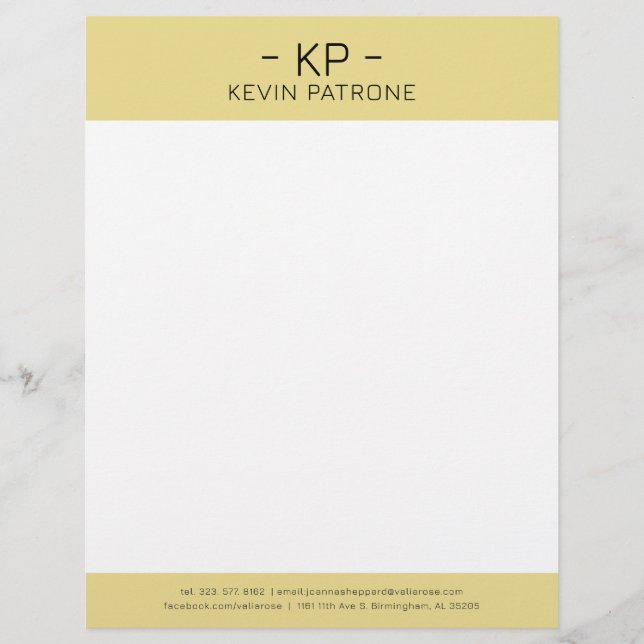 Elegant Gold And Grey Minimalistic Typography Custom Letterhead (Front)