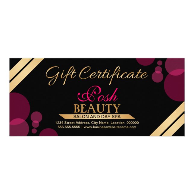 Elegant Gold and Hot Pink Gift Certificate (Front)