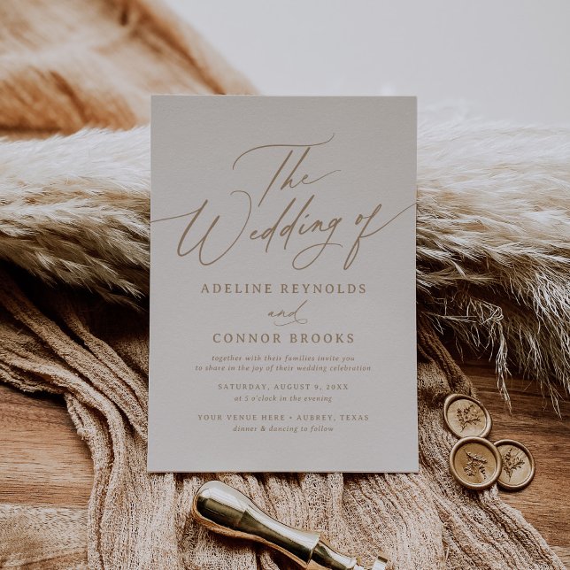 Elegant Gold and Ivory Calligraphy Wedding Invitation (Creator Uploaded)