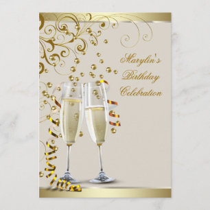 Elegant Gold and Ivory Cream Birthday Invitation