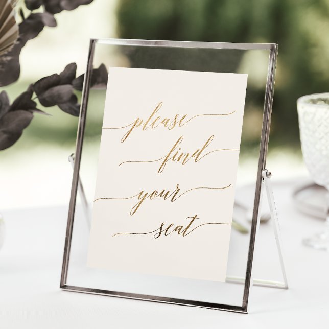 Elegant Gold and Ivory Please Find Your Seat Sign (Creator Uploaded)