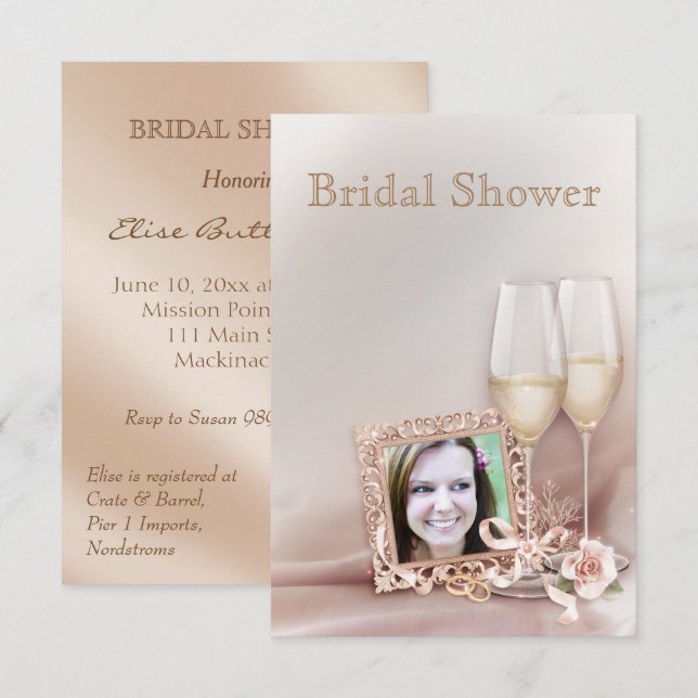 Elegant Gold and Ivory Wedding Bridal Shower Invit Invitation (Front/Back)
