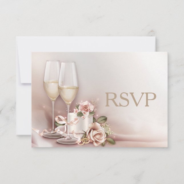 Elegant Gold and Ivory Wedding Invitation RSVP (Front)