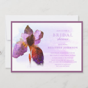 Elegant Gold and Lilac Iris Floral Bridal Shower Invitation