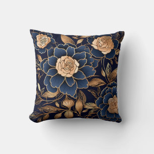 Elegant gold and navy blue  cushion