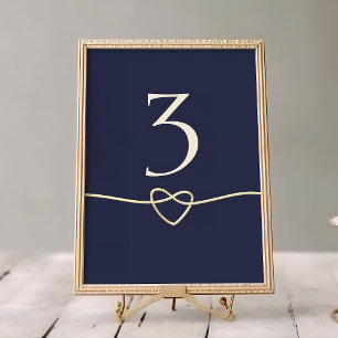 Elegant Gold and Navy Blue Wedding Table Number