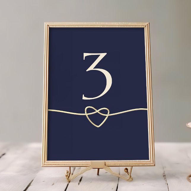 Elegant Gold and Navy Blue Wedding Table Number (Creator Uploaded)